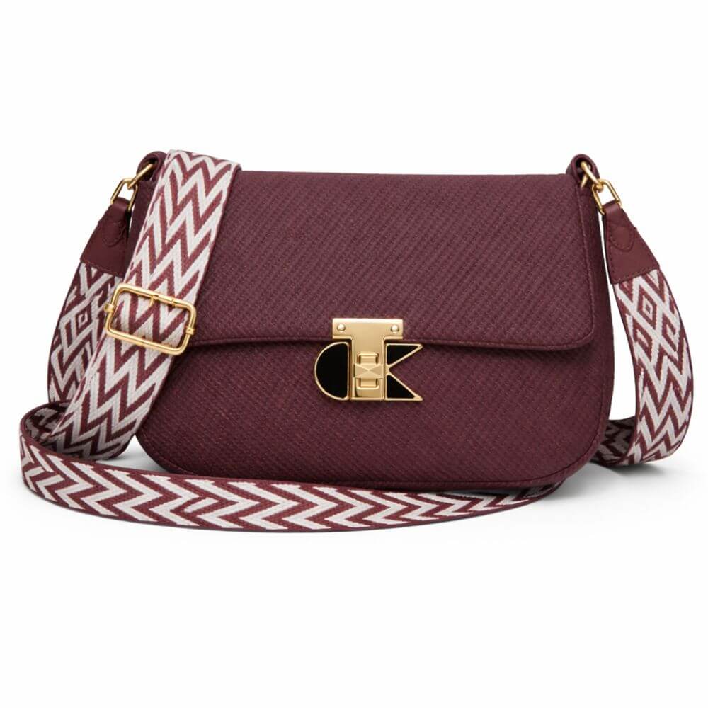  Ivory Textured Crossbody Bag (Maroon)